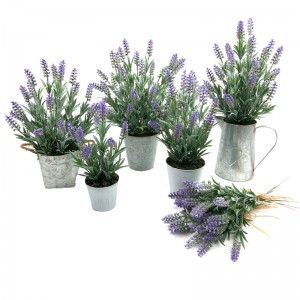 Artificial Metal Pot Plant Home Decor Lavender Flowers Arrangements Tabletop Decoration